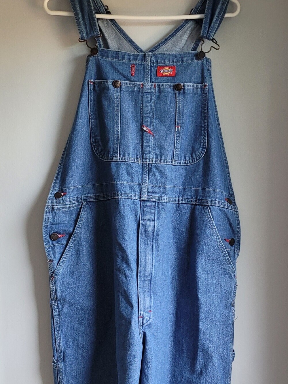 Dickies Men's Blue Denim Relaxed Overalls Size 34x32